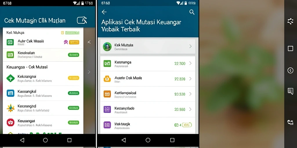 Antarmuka aplikasi Cek Mutasi 8768 yang informatif dan mudah dipahami.
