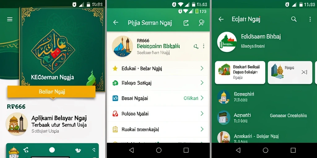 Tampilan antarmuka RR666 untuk belajar ngaji yang interaktif.