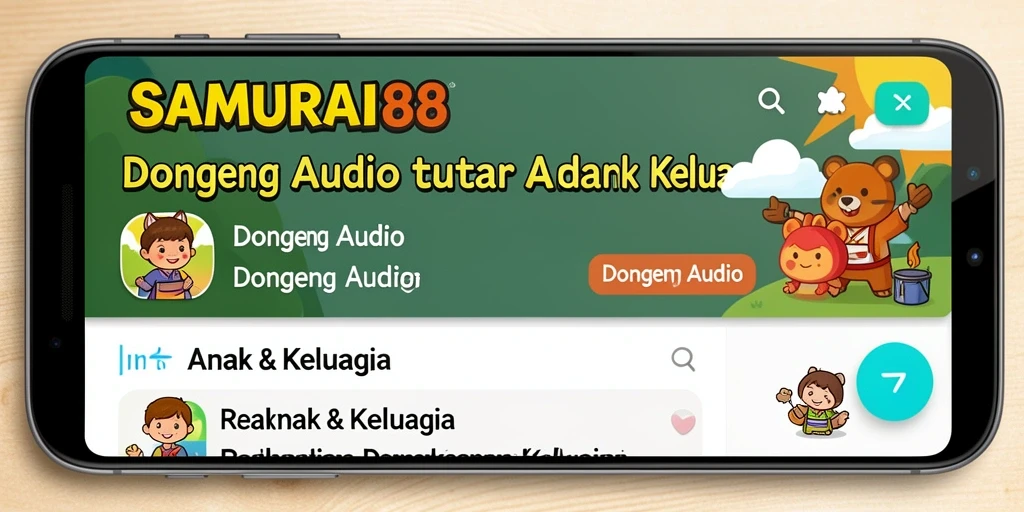 Antarmuka aplikasi SAMURAI88 yang menarik dengan berbagai pilihan dongeng audio.