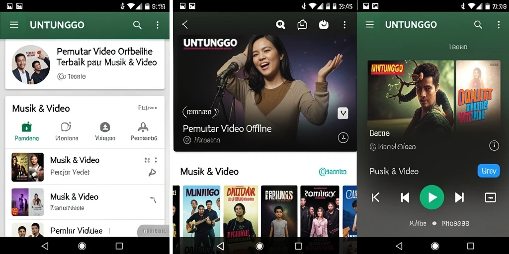 Antarmuka pengguna UNTUNGGO yang simpel dan fungsional untuk Pemutar Video Offline.