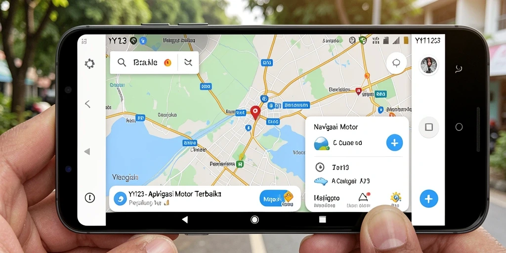 Tampilan antarmuka aplikasi Navigasi Motor YY123 yang informatif.